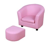 HOMCOM Children's Armchairs Toddler Chair Sofa Footstool 2-in-1 Design for Girls with Thick Padding, Anti-skid Foot Pads, Wood Frame, Pink