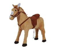 Homcom Children'S Plush Sound Effects Riding Horse Beige-Brown