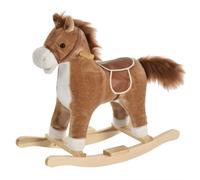 HOMCOM Kids Plush Rocking Horse w/ Moving Mouth Tail Sounds 18-36 Months Brown