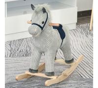 HOMCOM Kids Plush Rocking Horse w/Sound Children Rocker Ride On Toy Gift 3-6 Years Grey