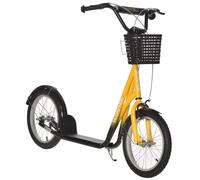 HOMCOM Childrens Scooter with Backet & Brakes - Yellow | TJ Hughes