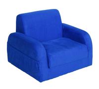HOMCOM 2 In 1 Kids Armchair Sofa Bed Fold Out Padded Wood Frame Bedroom Blue