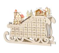 Homcom Christmas Advent Calendar Light Up Wooden Sleigh Countdown Drawer In Light Brown Light Brown One Size