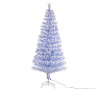 HOMCOM Artificial Fibre Optic Christmas Tree w/ 26 LED Lights Pre-Lit White Blue 4FT Aosom UK