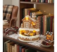 HOMCOM Christmas Gingerbread House with LED Lights, Music in Brown HOMCOM Brown