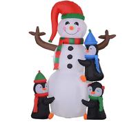 Homcom Christmas Inflatable Snowman and Penguins Outdoor Home Seasonal Decoration w/ LED Light