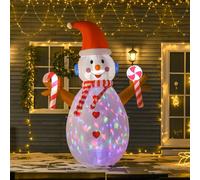 Homcom Christmas Inflatable Snowman, Rotating Lighted Home Yard Novelty In White White One Size