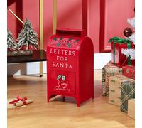 HOMCOM Christmas Post Box Freestanding or Wall Mounted for Xmas Decoration, Red