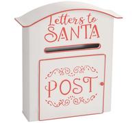 HOMCOM Christmas Post Box Wall Mounted Santa Mailbox for Xmas Decoration, White