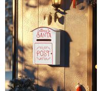 HOMCOM Christmas Post Box Wall Mounted Santa Mailbox for Xmas Decoration