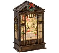 HOMCOM Christmas Snow Globe Lantern with Lights, Musical Snow Globe with Swirling Glitter, Battery Operated Christmas Decoration for Holiday Party Gift, Bronze Tone