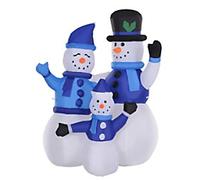 Homcom Christmas Snowman Family Inflatable Blue and White 55.5 x 120 cm