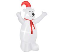 HOMCOM Christmas Time 6ft Inflatable Bear Decoration W/LED Lights - Polyester-Multicolour | TJ Hughes