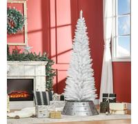 HOMCOM 6ft Unlit Artificial Christmas Tree, Pencil Slim Xmas Tree with Solid Stand and Realistic Branches, White