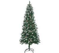 HOMCOM 6 Foot Snow Artificial Christmas Tree with Realistic Branches, Pine Cone, for Indoor Decoration, Green White Aosom UK