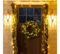 Homcom Christmas Wreath 50 Warm White Led Lights Ideal Artificial Decor