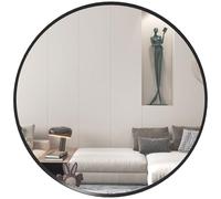 HOMCOM Wall Mirror for Living Room Bedroom Circle Bathroom Mirror - Black - 61cm x 61cm x 1cm