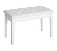 HOMCOM PU Leather Piano Bench with Storage Makeup Dressing Stool - White