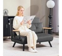 HOMCOM Click Clack 2 Seater Sofa Bed for Living Room, Guest Room, Dark Grey