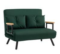 Homcom Click Clack 2 Seater Sofa Bed For Living Room, Guest Room In Green Green
