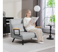 HOMCOM Click Clack 2 Seater Sofa Bed for Living Room, Guest Room, Light Grey