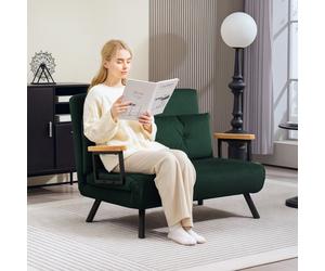 HOMCOM Click Clack 2-Seater Sofa Bed Green - Four-in-One: loveseat to bed 183cm, five-position back, velvet upholstery, easy-assembly 839-835V70DG