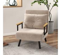 HOMCOM Click Clack 2 Seater Sofa Bed Settee For Living Room, Guest Room, Beige, White