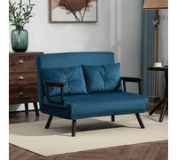 HOMCOM Click Clack 2 Seater Sofa Bed Settee for Living Room, Guest Room, Blue, Blue