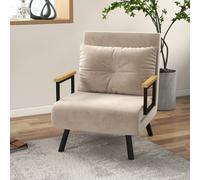 HOMCOM Click Clack Single Chair Bed Settee For Living Room, Guest Room, Beige, White