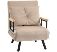 HOMCOM Click Clack Single Chair Bed Settee For Living Room, Guest Room, Beige, White