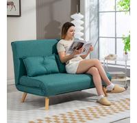 Homcom Click Clack Sofa Bed, 2 Seater Bed Settee For Living Room, Green