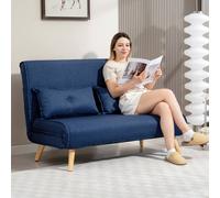 (Grey) HOMCOM Click Clack Sofa Bed, 2-Seater Bed Settee for Living Room