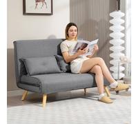HOMCOM Click Clack Sofa Bed - 2 Seater Bed Settee for Living Room - Grey | TJ Hughes