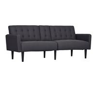 HOMCOM Upholstered Click Clack Sofa Bed, Linen-Feel 3 Seater Sofa Bed with Storage and Cupholders, Grey