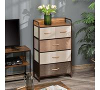 5-Drawer Dresser Tower 3-Tier Storage Organizer with Steel Frame Wooden Top for Bedroom Hallway Closets Closet Dresser - With 5 Linen - Home Living |