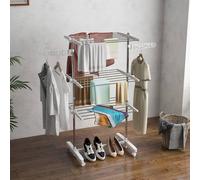 HOMCOM Large Clothes Airer Stainless Steel Clothes Drying Rack White | Size: Medium HOMCOM White Medium