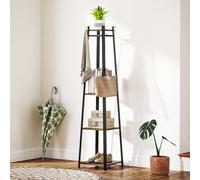 HOMCOM Clothes Rack with Storage, Garment Rack with 8 Hooks & 3-Tier Shelf in Brown HOMCOM Brown