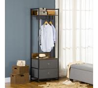 Industrial Clothes Rail Garment Rack with 2 Fabric Drawers Rustic Brown HOMCOM Dark Brown One Size