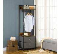 Industrial Clothes Rail Garment Rack with 2 Fabric Drawers Rustic Brown HOMCOM Dark Brown One Size