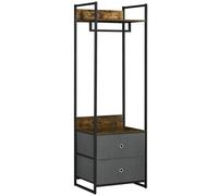 Industrial Clothes Rail Garment Rack with 2 Fabric Drawers Rustic Brown HOMCOM Dark Brown One Size