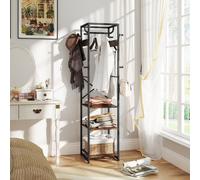 Sicily Clothes Rail with Storage Shelf and Hooks, Clothes Rack, Rustic Brown, none
