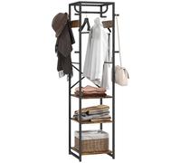 HOMCOM Clothes Rail With Storage Shelf And Hooks - Clothes Rack - Rustic Brown | TJ Hughes