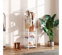 Homcom Clothes Rail With Storage Shelf And Hooks, Clothes Rack, White White One Size