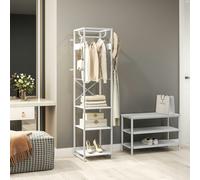 HOMCOM Clothes Rail with Storage Shelf and Hooks, Clothes Rack, White