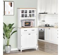 Homcom Coastal Style Kitchen Cupboard Microwave Stand Storage Cabinet In White White One Size
