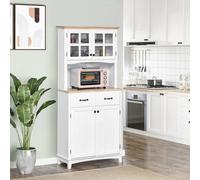 Homcom Coastal Style Kitchen Cupboard Microwave Stand Storage Cabinet In White White