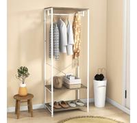 HOMCOM Coat Rack - 2-in-1 Clothes Stand With Shoe Storage For Hallway - Grey | TJ Hughes