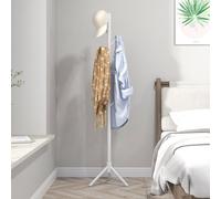 Freestanding Coat Rack Stand Coat Hanger with 8 Hooks for Hallway HOMCOM White One Size