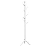 HOMCOM Coat Rack Bamboo Coat Stand With 8 Hooks For Handbags - White | TJ Hughes