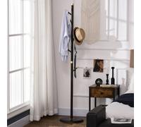 Homcom Coat Rack Bamboo Coat Stand With Round Base For Handbags